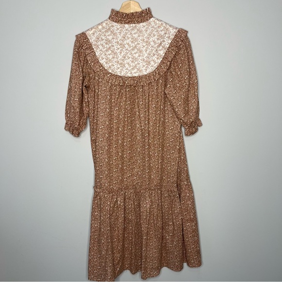 Juniors vintage size 9 brown floral prairie dress‎ gown - Picture 5 of 6